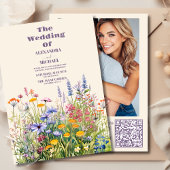 QR Code Foto Einfache Wildblumen Botanischer Garte Einladung