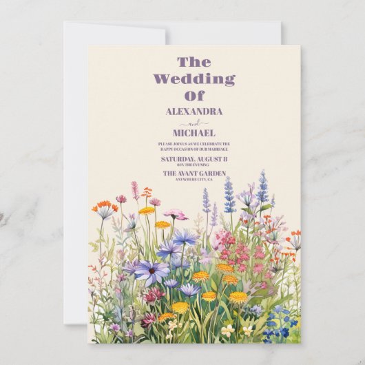 QR Code Foto Einfache Wildblumen Botanischer Garte Einladung (Vorderseite)