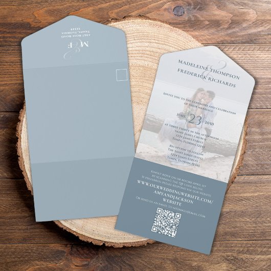 QR Code Foto Elegant Dusty Blue UAWG Online All In One Einladung