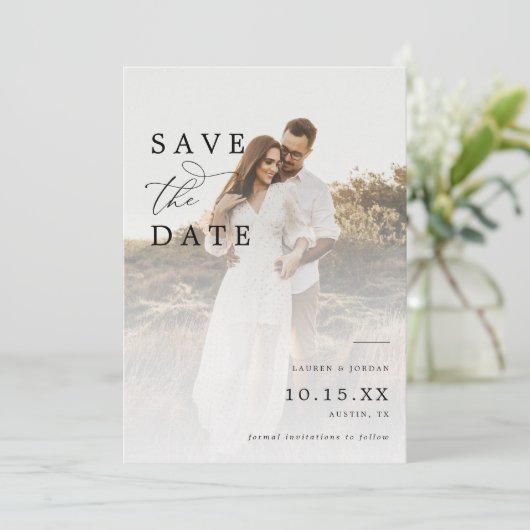 Qr Code Foto Elegante Moderne Hochzeit Save The Date (Stehend Vorderseite)