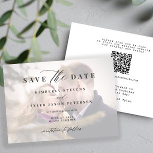 QR CODE Foto elegantes Drehbuch Moderne Hochzeit Save The Date
