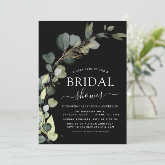 QR-Code-Foto Eucalyptus Einladung (Stehend Vorderseite)