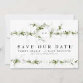 QR-Code | Foto Eukalyptus Wreath Monogram Wedding Save The Date (Vorderseite)