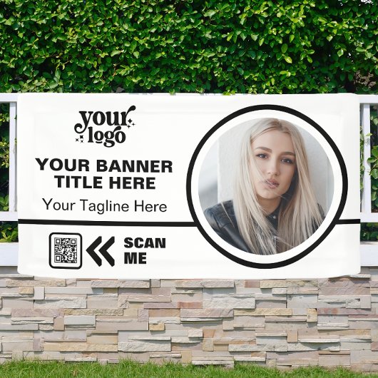 QR-Code-Foto für Business-Logos im Freien Banner