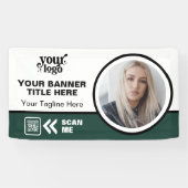 QR-Code-Foto für Business-Logos im Freien Grün Banner (Horizontal)