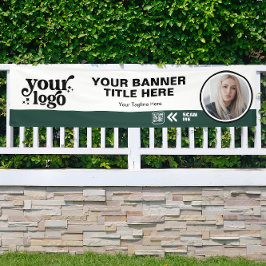 QR-Code-Foto für Business-Logos im Freien Grün Banner