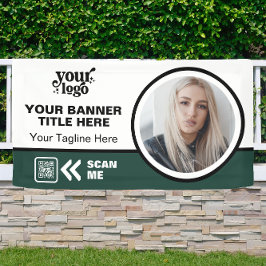 QR-Code-Foto für Business-Logos im Freien Grün Banner