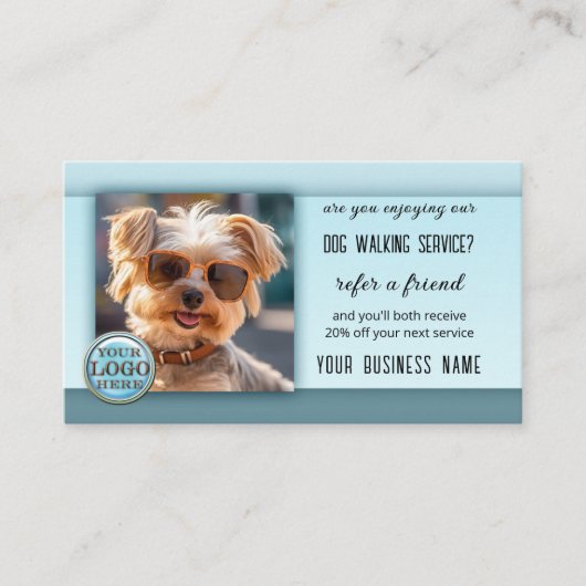 QR-Code-Foto für ein freundliches Logo, Dog Walker Empfehlungskarte (Vorderseite)