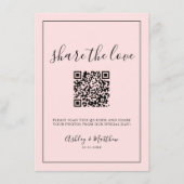 QR-Code Foto für Gast-Hochzeit mit weißem Rosa Begleitkarte (Vorderseite)