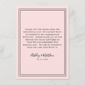 QR-Code Foto für Gast-Hochzeit mit weißem Rosa Begleitkarte (Rückseite)