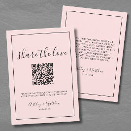 QR-Code Foto für Gast-Hochzeit mit weißem Rosa Begleitkarte