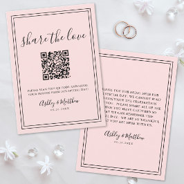 QR-Code Foto für Gast-Hochzeit mit weißem Rosa Begleitkarte