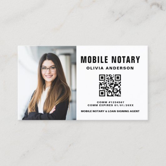 QR-Code-Foto für mobiles Notar-Signieren von Agent Visitenkarte (Vorderseite)
