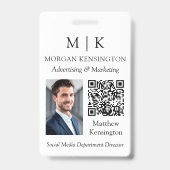 QR-Code-Foto für Monogramm oder Add-Logos Ausweis (Front)