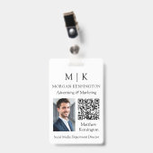 QR-Code-Foto für Monogramm oder Add-Logos Ausweis (Front with Clip)