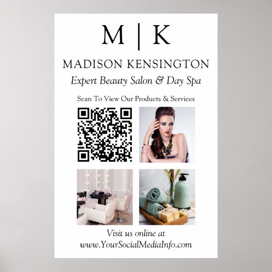 QR-Code-Foto für Monogramm oder Add-Logos Poster (Vorne)