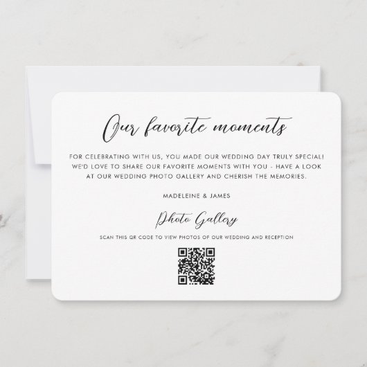 QR Code Foto Gallery Moderne Skripthochzeit Dankeskarte (Vorderseite)