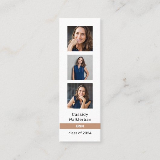 QR Code Foto Graduate Abschluss Name Telefonnummerkarte (Vorderseite)