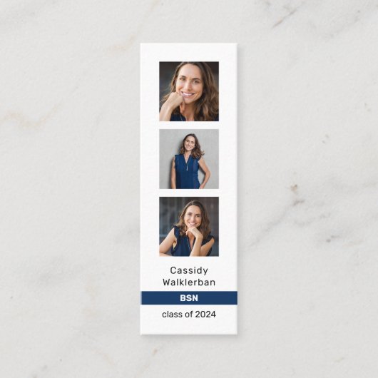 QR Code Foto Graduate Abschluss Name Telefonnummerkarte (Vorderseite)