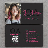 QR Code Foto Haarstylist Monogramm Typografie Visitenkarte