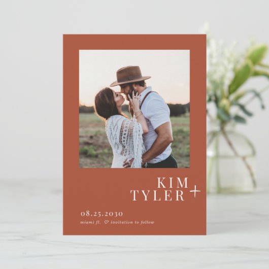 QR CODE Foto-Hochzeit Save The Date (Stehend Vorderseite)