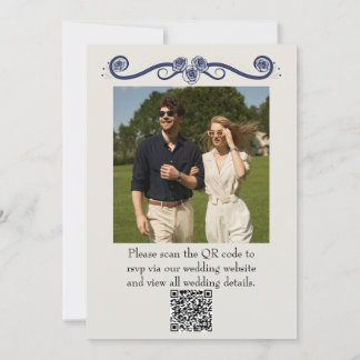 QR-Code Foto-Hochzeitseinladung | Elegant Boho Einladung