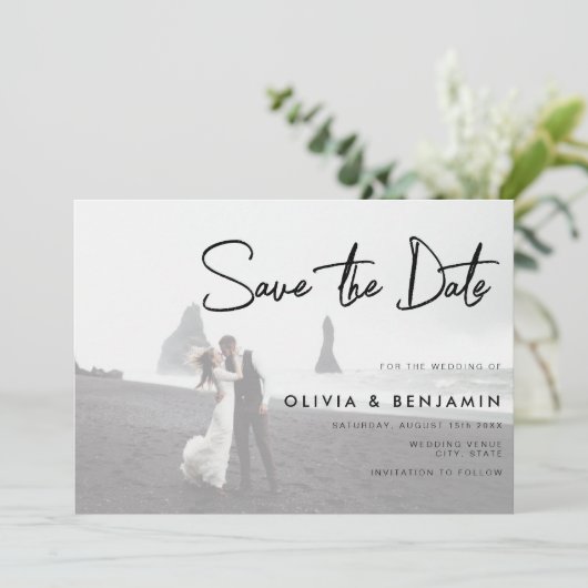 QR-Code-Foto Hochzeitssache Sichern des Datums Save The Date (Stehend Vorderseite)