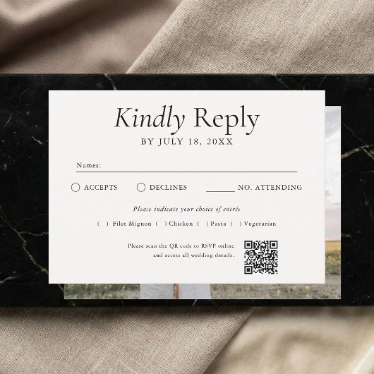 QR-Code-Foto in Weiß RSVP Karte