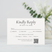 QR-Code-Foto in Weiß RSVP Karte (Stehend Vorderseite)