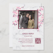QR-Code Foto Kirschblüten Marmorhochzeit Einladung (Rückseite)