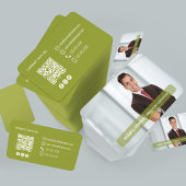 QR-Code-Foto-Kontakt Olivgrün Modern  Visitenkarte