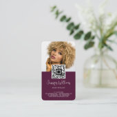 QR Code Foto Logo Burgundy Loyalty Business Card Telefonnummerkarte (Stehend Vorderseite)