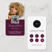 QR Code Foto Logo Burgundy Loyalty Business Card Telefonnummerkarte (Vorne/Hinten)