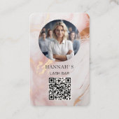 QR-Code, Foto, Marmor, Rosa-Rosegold, Salon Visitenkarte (Vorderseite)
