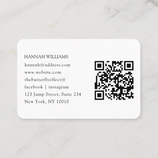 QR-Code, Foto, Marmor, Weißgold, Salon Visitenkarte (Rückseite)