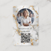 QR-Code, Foto, Marmor, Weißgold, Salon Visitenkarte (Vorderseite)