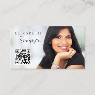 QR Code Foto Moderne Schwarz-weiße Visitenkarte