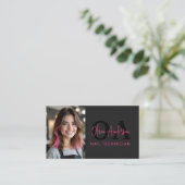 QR Code Foto Nail Specialist Moderne Typografie Visitenkarte (Stehend Vorderseite)