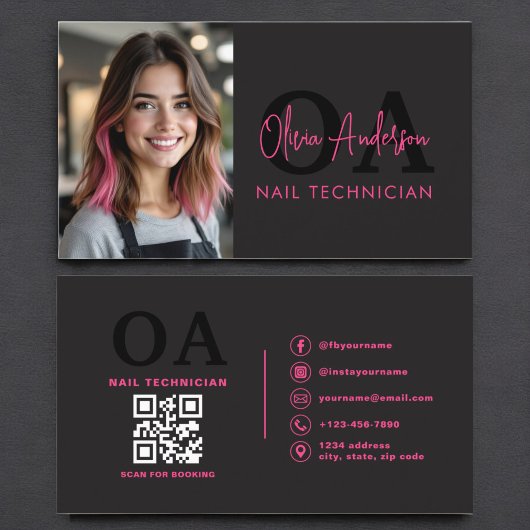 QR Code Foto Nail Specialist Moderne Typografie Visitenkarte