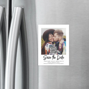 QR-Code Foto-Overlay Moderne Hochzeit "Save the Da Magneteinladung