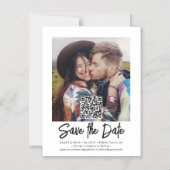 QR Code Foto Overlay Moderne Hochzeit speichern da Magneteinladung (Vorderseite)