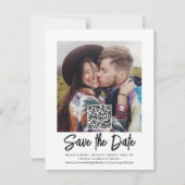 QR Code Foto Overlay Simple Modern Script Wedding Save The Date (Vorderseite)