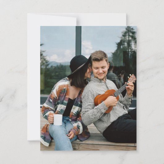 QR Code Foto Overlay Simple Modern Script Wedding Save The Date (Rückseite)