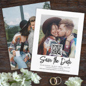 QR Code Foto Overlay Simple Modern Script Wedding Save The Date