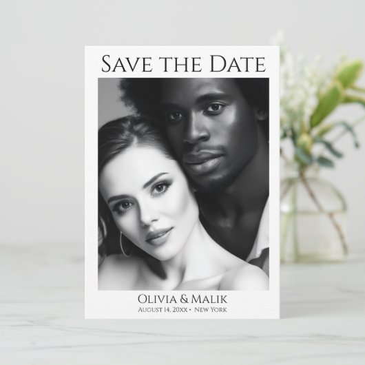 QR-Code Foto Save the Date (Stehend Vorderseite)