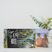 QR Code Foto Save the Date Boarding Pass Einladung (Stehend Vorderseite)