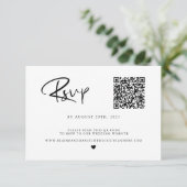 QR Code Foto Schwarz/Weiß RSVP Karte (Stehend Vorderseite)