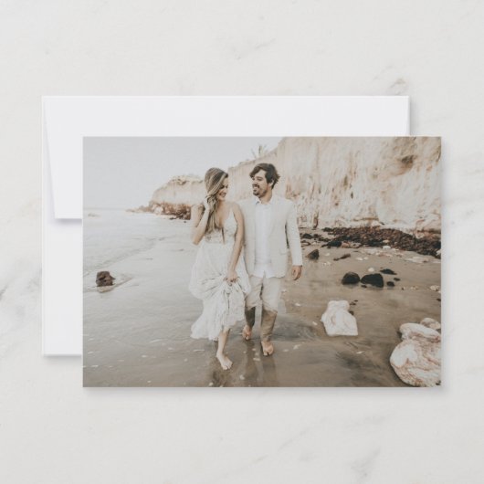 QR Code Foto Schwarz/Weiß RSVP Karte (Rückseite)