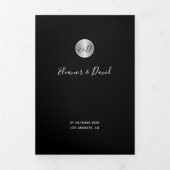 QR CODE Foto schwarzes Silber alle in einer Hochze Dreifach Gefaltete Ankündigung (Cover)