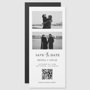 QR Code Foto Strip Magnetic Wedding Save the Date Magnetkarte